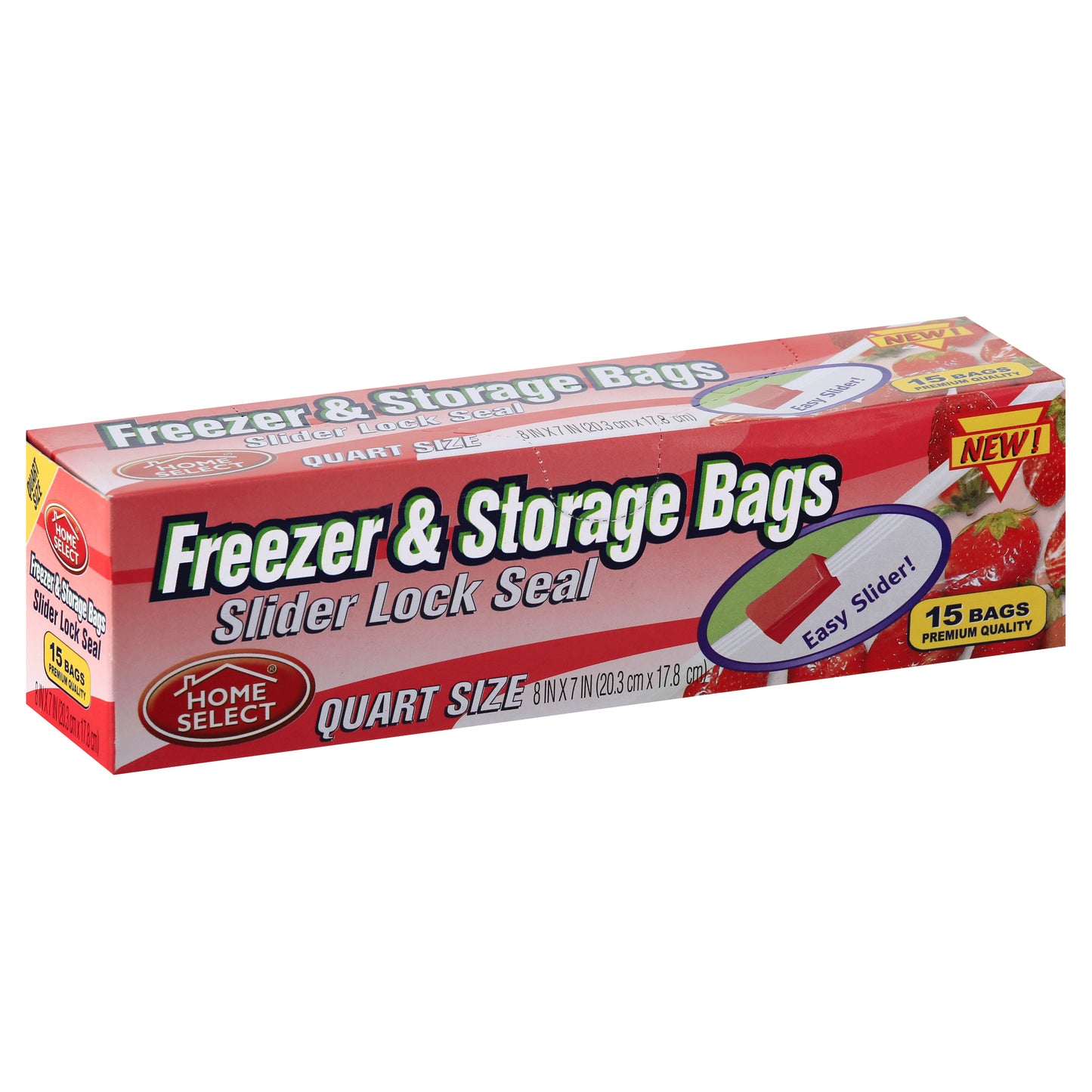 Home Select Slider Lock Seal Quart Size Freezer & Storage Bags 15 ea