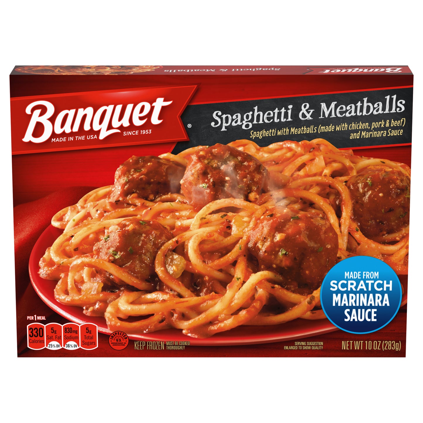 Banquet Classic Spaghetti and Meatballs Frozen Single Serve Meal, 10 Ounce