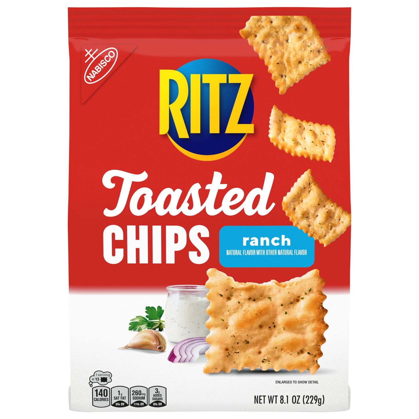 RITZ Toasted Chips Ranch Crackers, 8.1 oz