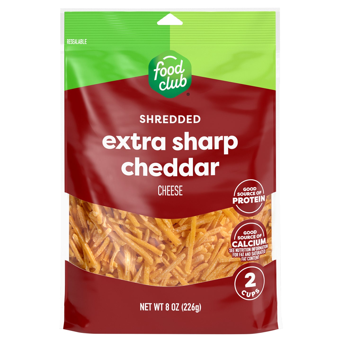 Food Club Extra Sharp Cheddar Shredded Cheese 8 oz