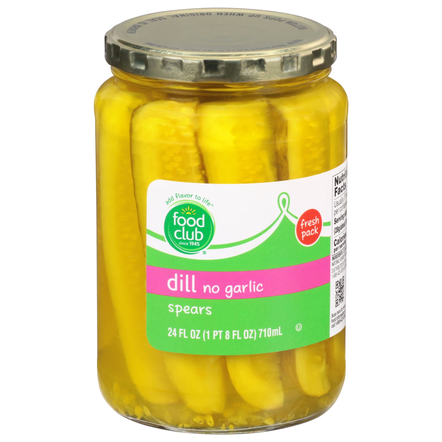 Food Club No Garlic Spears Dill Pickles 24 fl oz