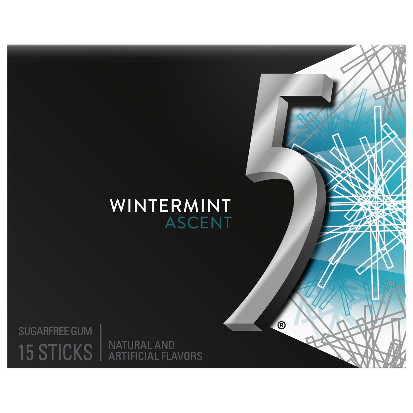 5 Gum Wintermint Ascent Sugar Free Chewing Gum, 15 Piece Single Pack
