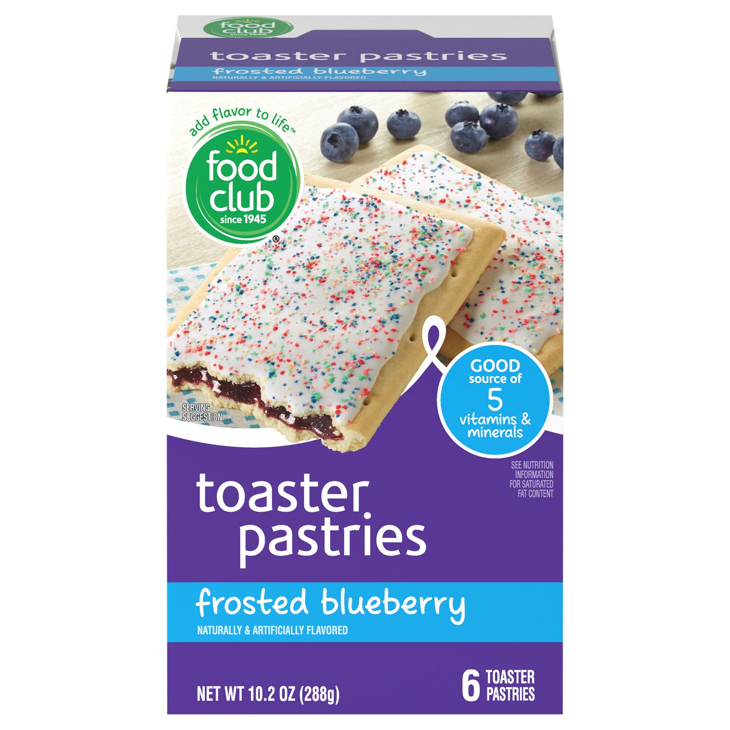 Food Club Frosted Blueberry Toaster Pastries 6 ea