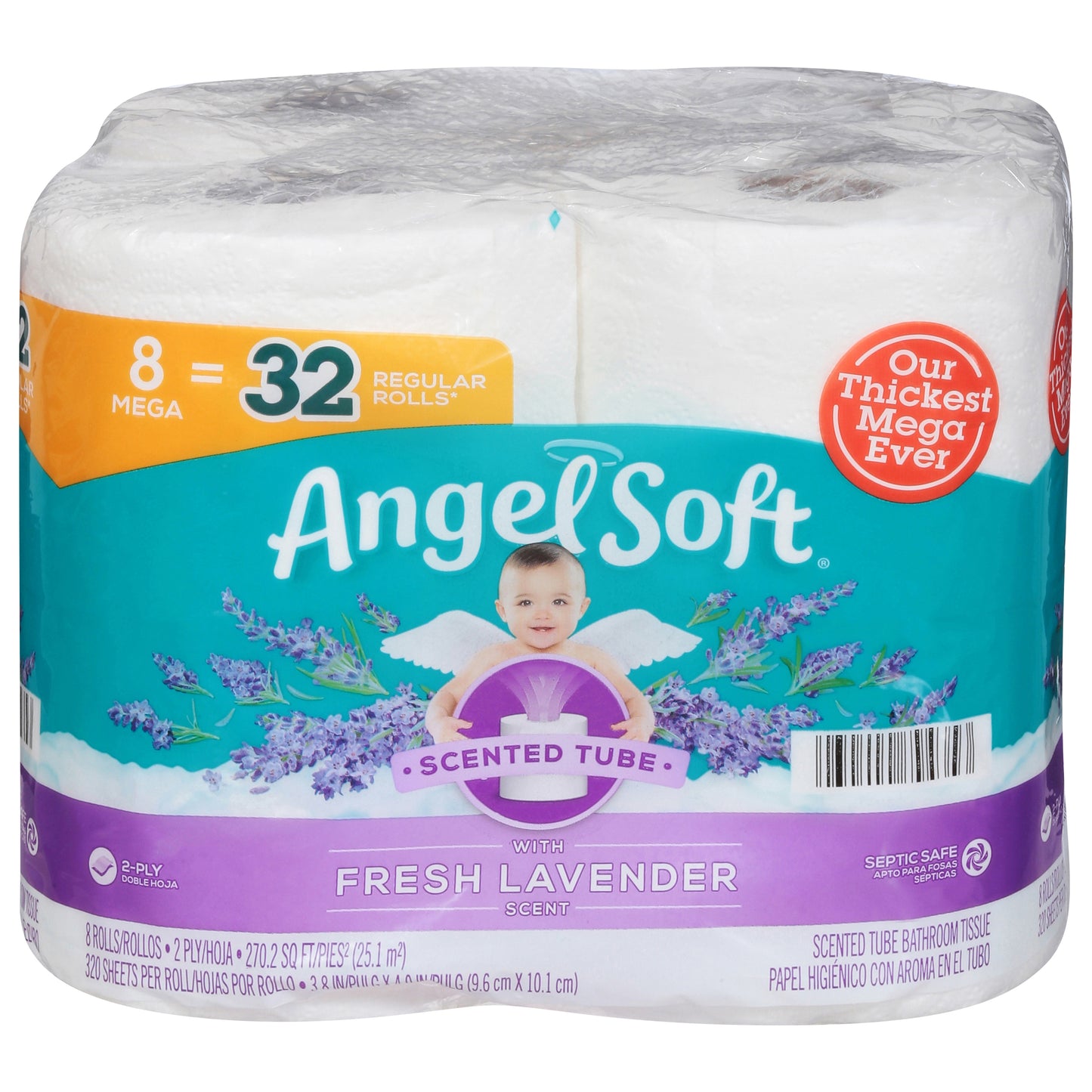 Angel Soft 2-Ply Mega Rolls Scented Tube Fresh Lavender Scent Bathroom Tissue 8 ea