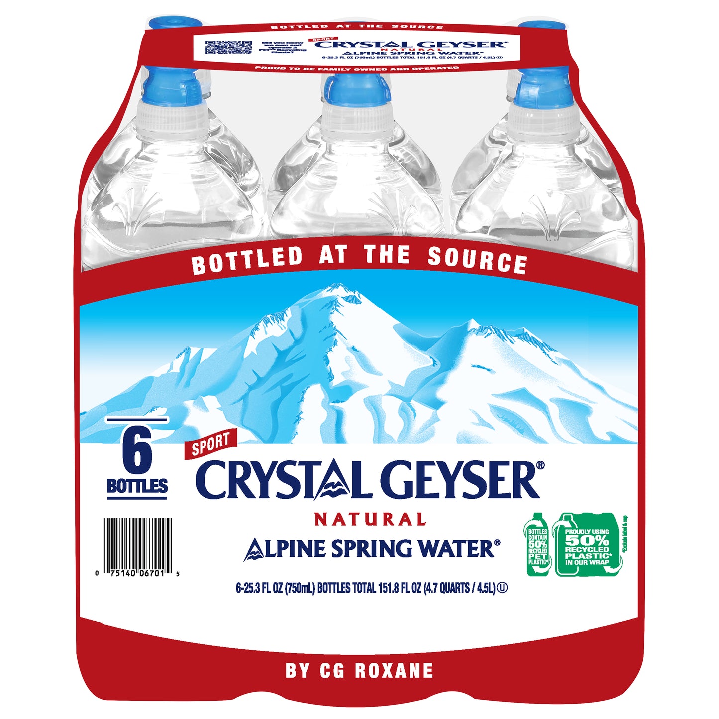 Crystal Geyser Alpine Spring Water Case of 6 x 25.3 fl oz Bottles