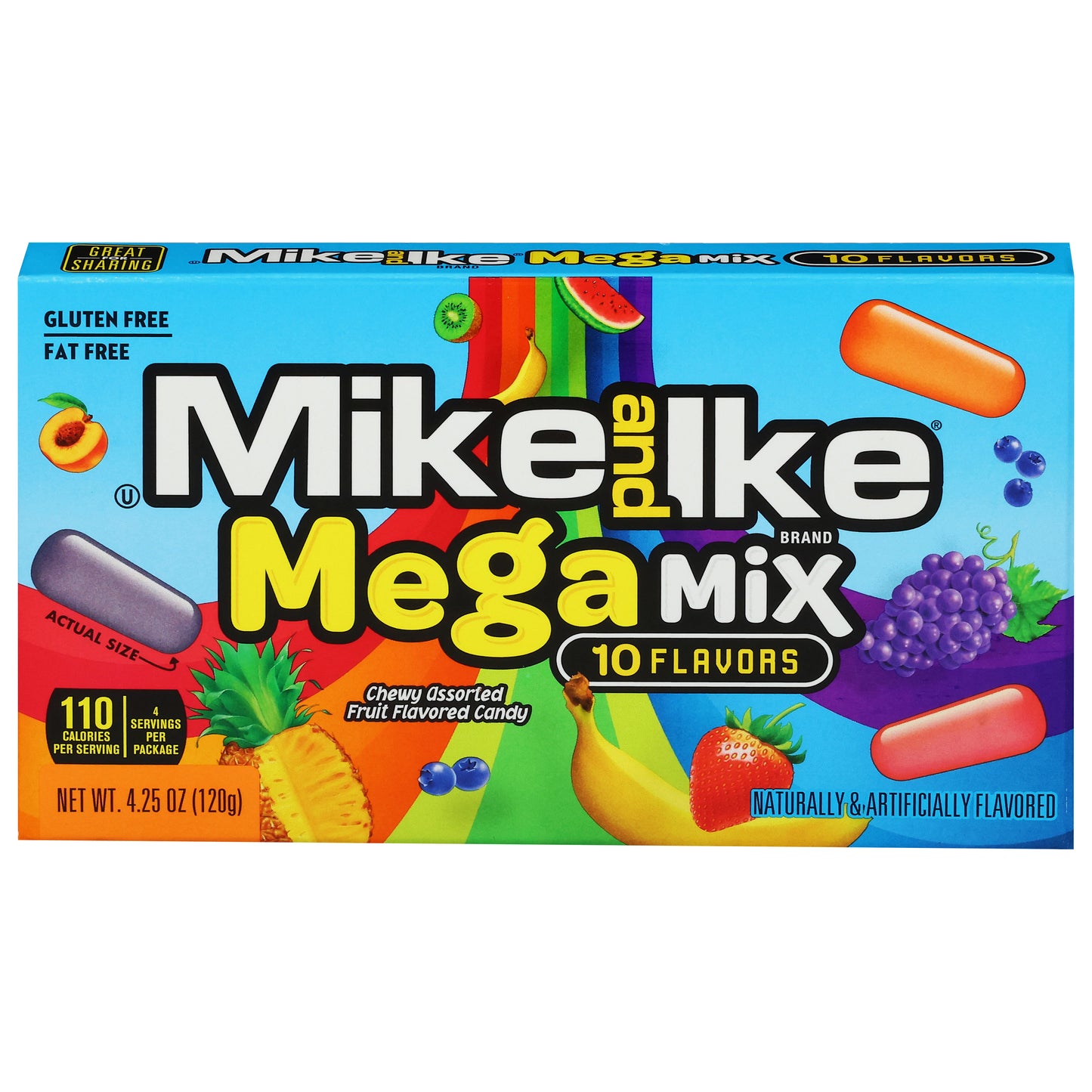 Mike and Ike Mega Mix Chewy Assorted Candy 4.25 oz
