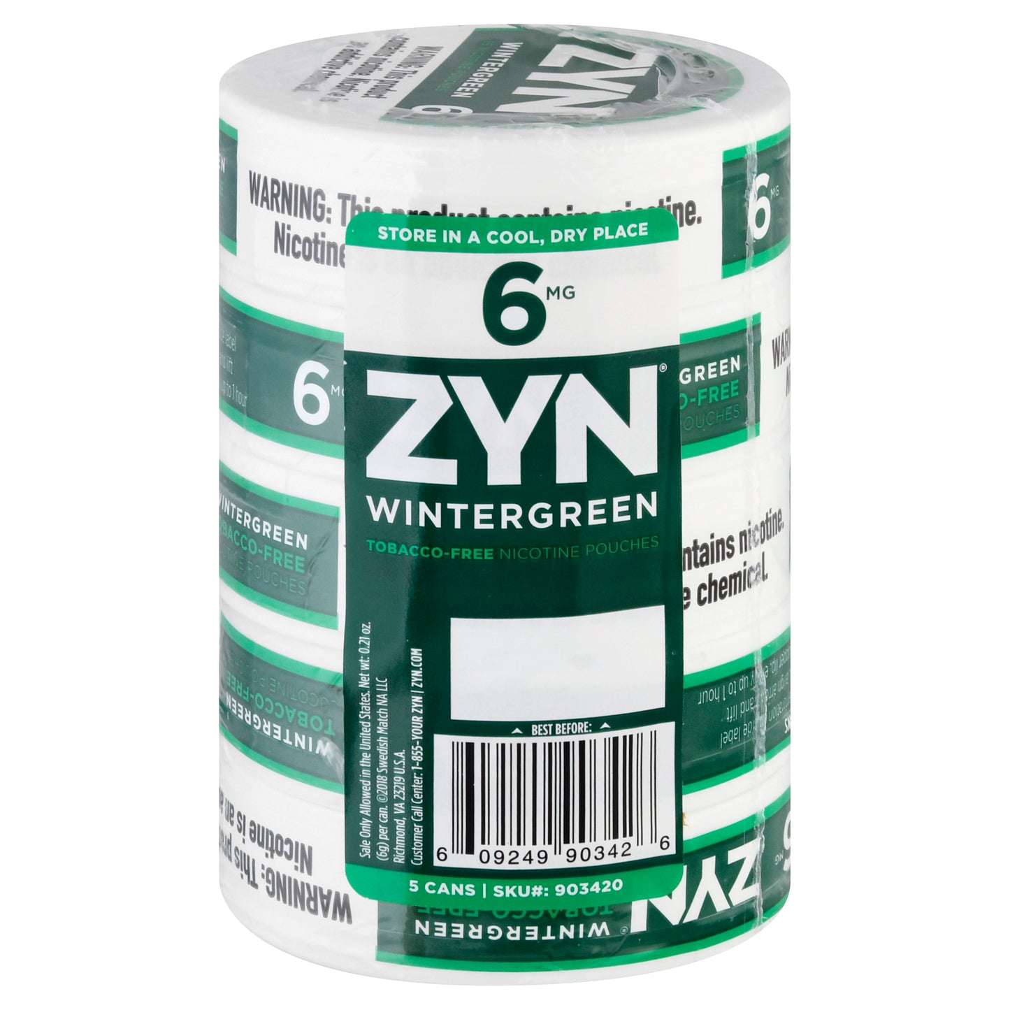 Zyn 6 mg Wintergreen Nicotine Pouches 5 ea