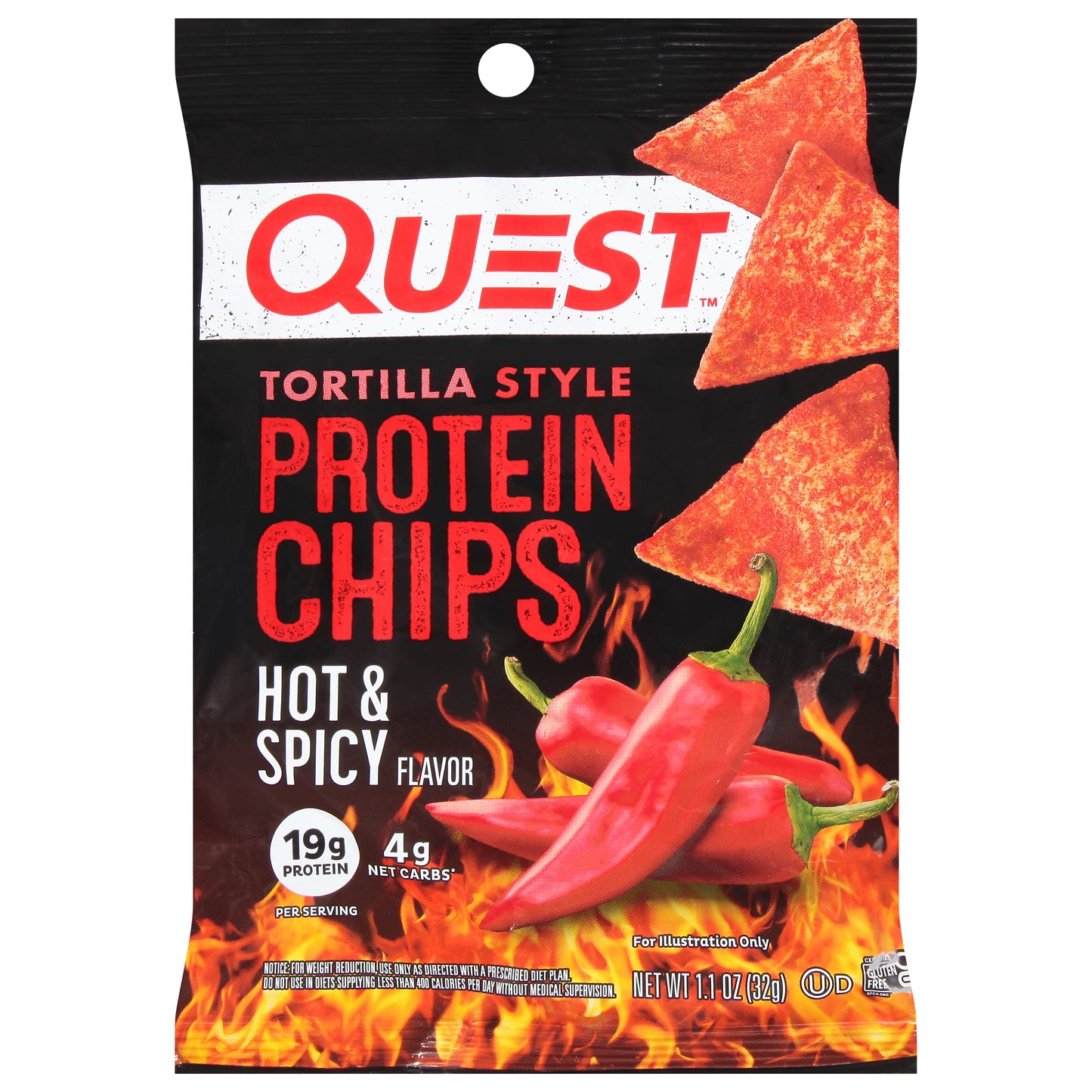 Quest Tortilla Style Hot & Spicy Flavor Protein Chips 1.1 oz