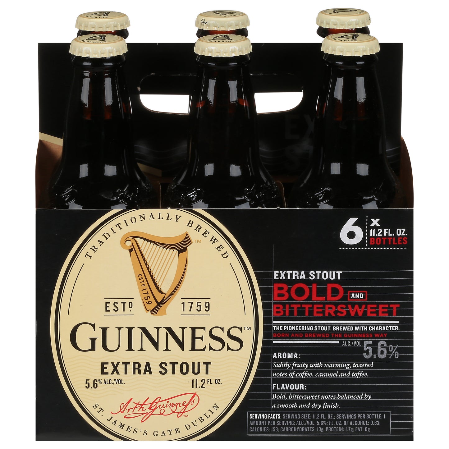 Guinness Extra Stout Beer 6 - 11.2 fl oz Bottles