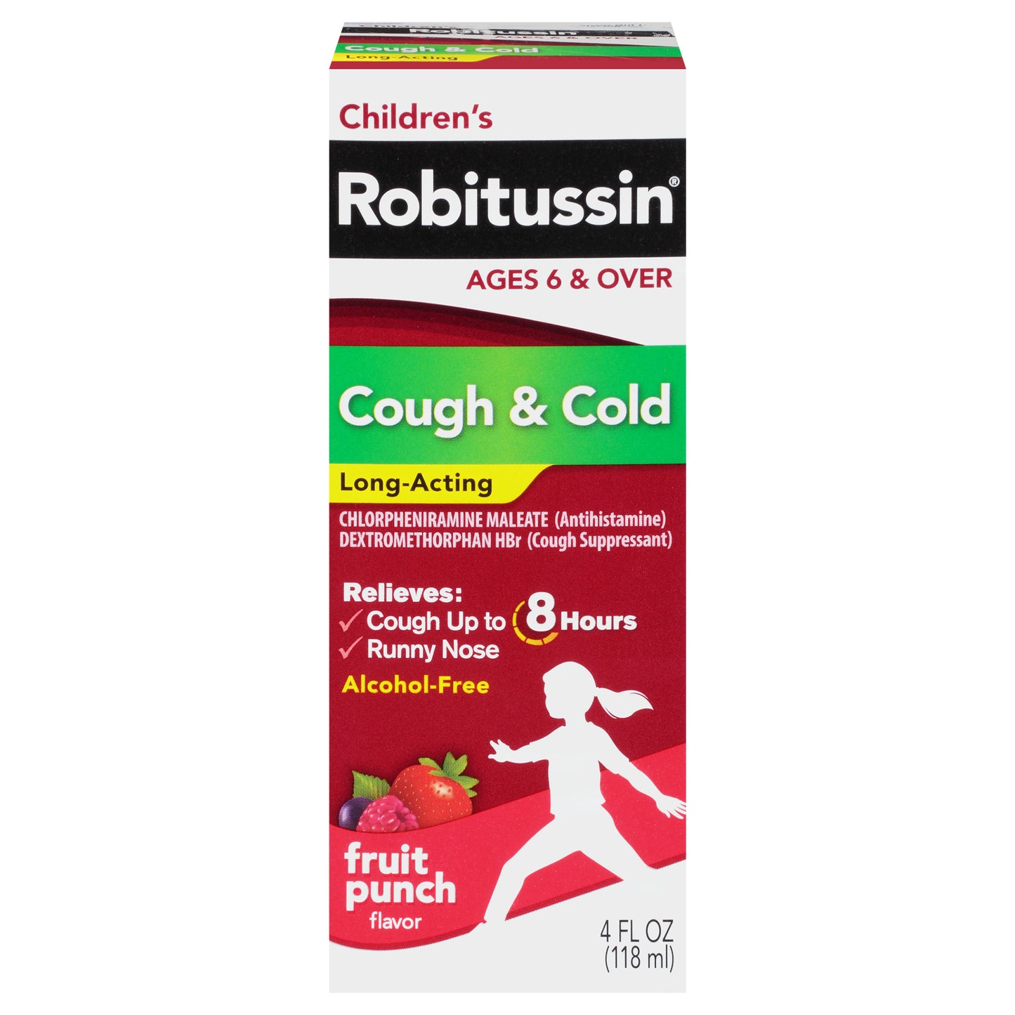 Children's Robitussin Long-Acting Cough and Cold Medicine, Fruit Punch Flavor - 4 Fl Oz Bottle