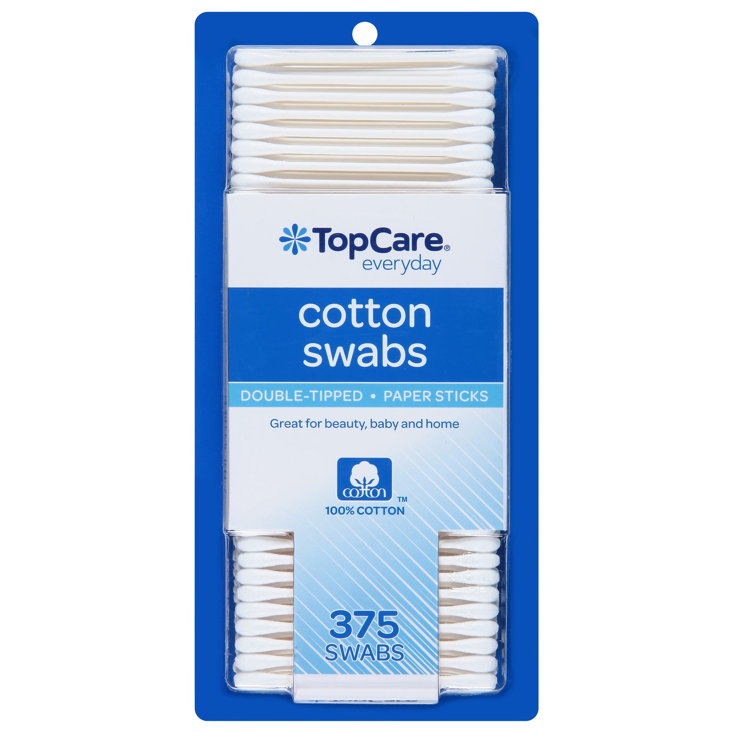 TopCare Everyday Paper Sticks Double-Tipped Cotton Swabs 375 ea