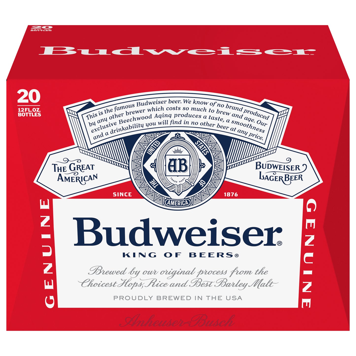 Budweiser Beer, 20 Pack 12 fl. oz. Bottles, 5% ABV