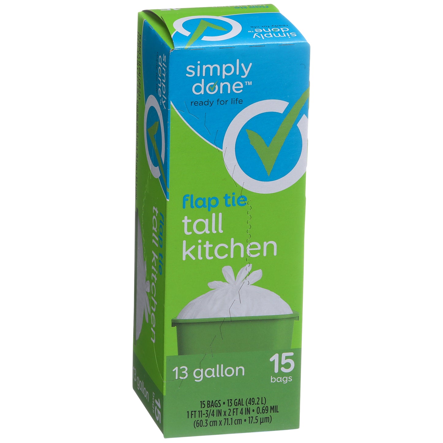 Flap Tie Tall Kitchen Bags - flap tie all kitchen 13 gallon 15 bags