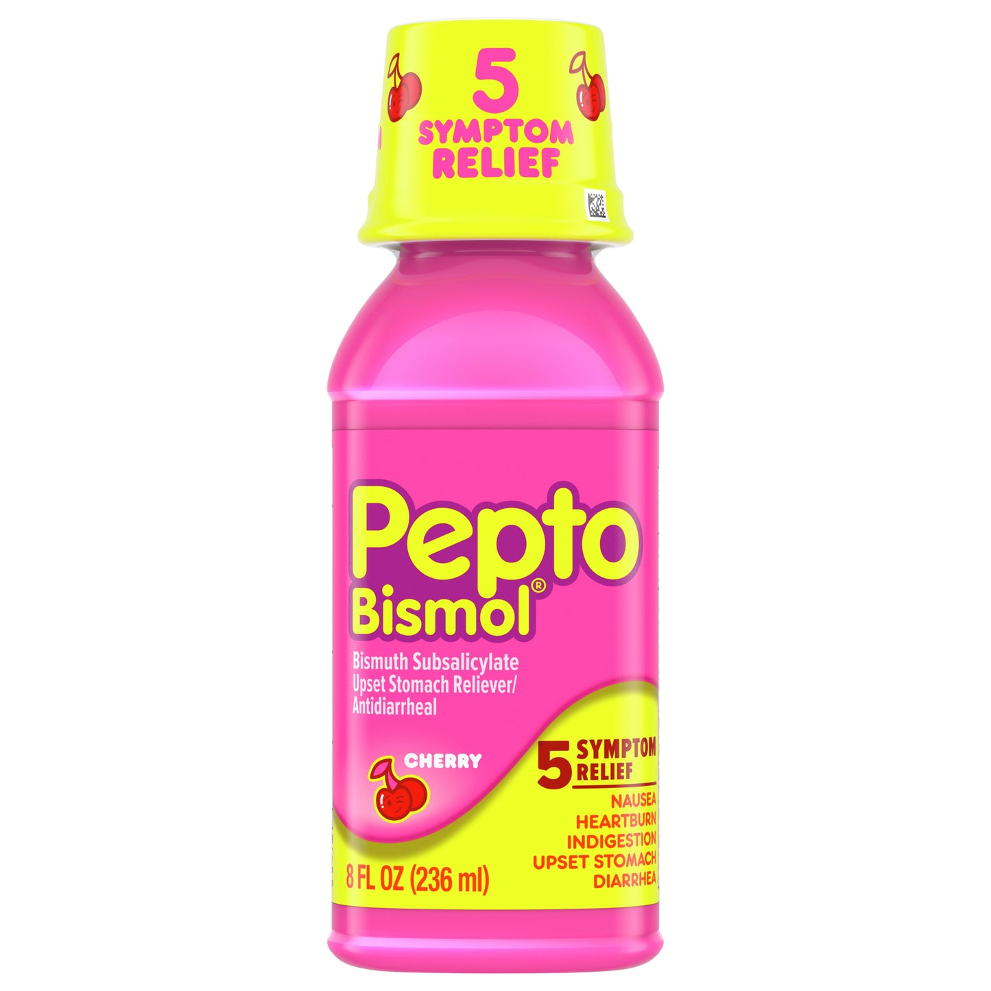Pepto Bismol Liquid for Nausea, Heartburn, Indigestion, Upset Stomach, and Diarrhea - 5 Symptom Fast Relief, Cherry Flavor, 8 oz