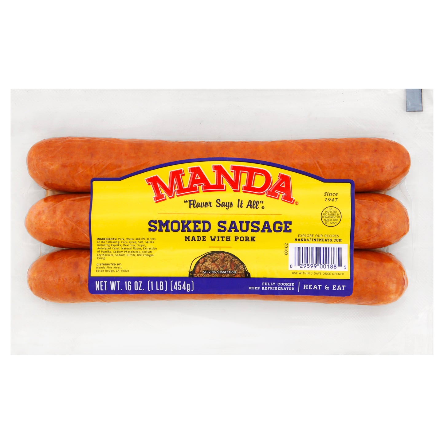 Manda Smoked Sausage 16 oz