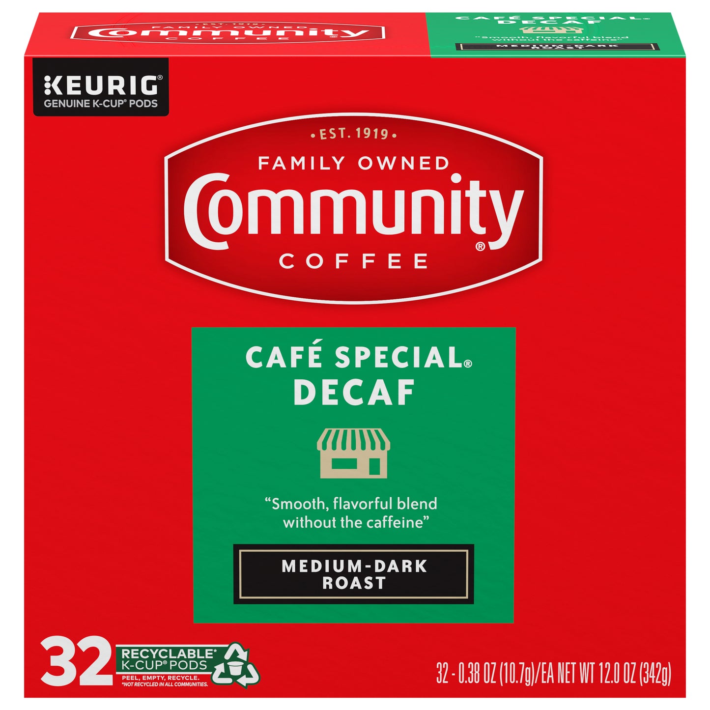 Community Coffee Café Special® Decaf Medium-Dark Roast Single Serve 32 ct Box