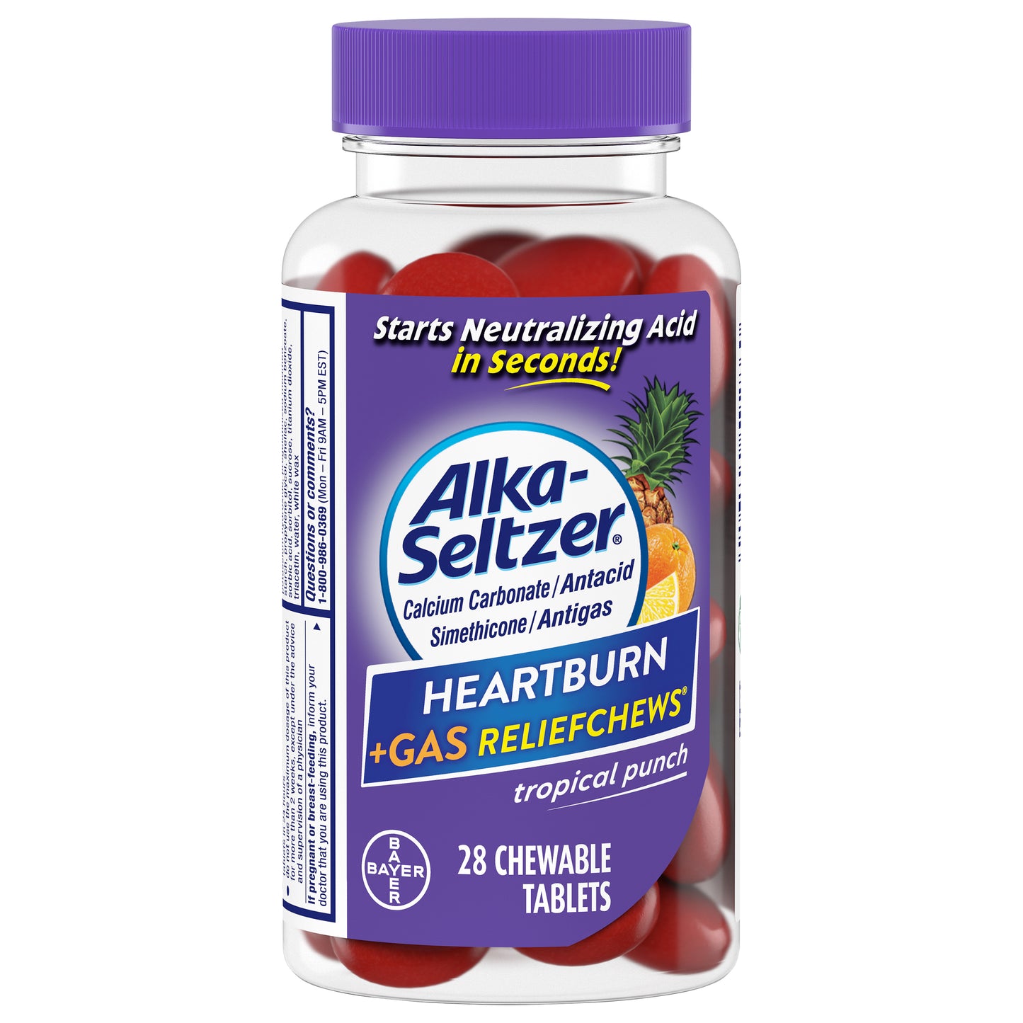 Alka-Seltzer Tropical Punch Antacid Chewable Tablets 28 ea Bottle