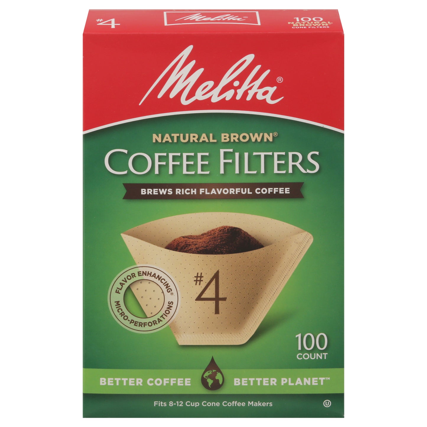 Melitta Natural Brown No. 4 Coffee Filters 100 ea