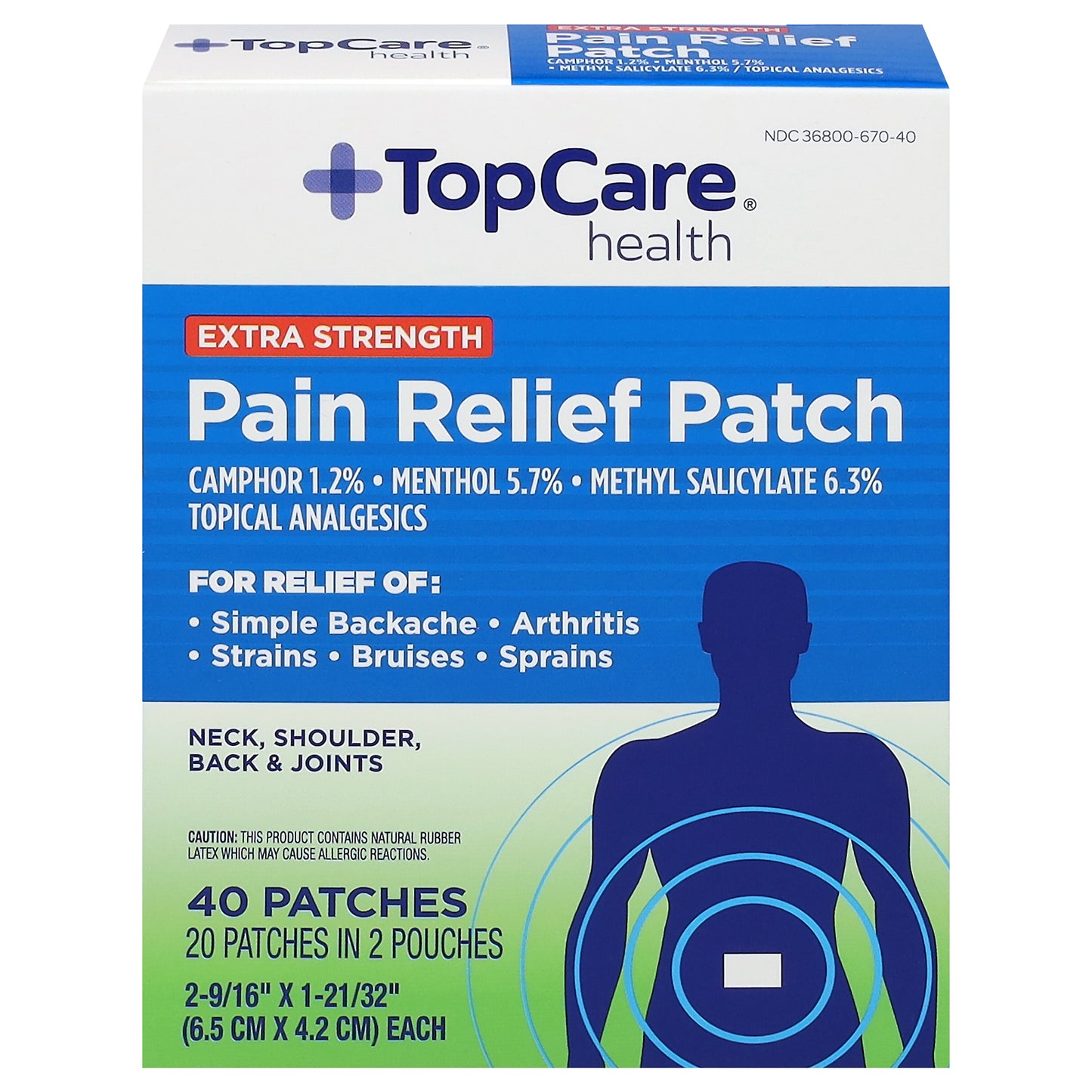 TopCare Health Extra Strength Pain Relief Patch 40 Patches