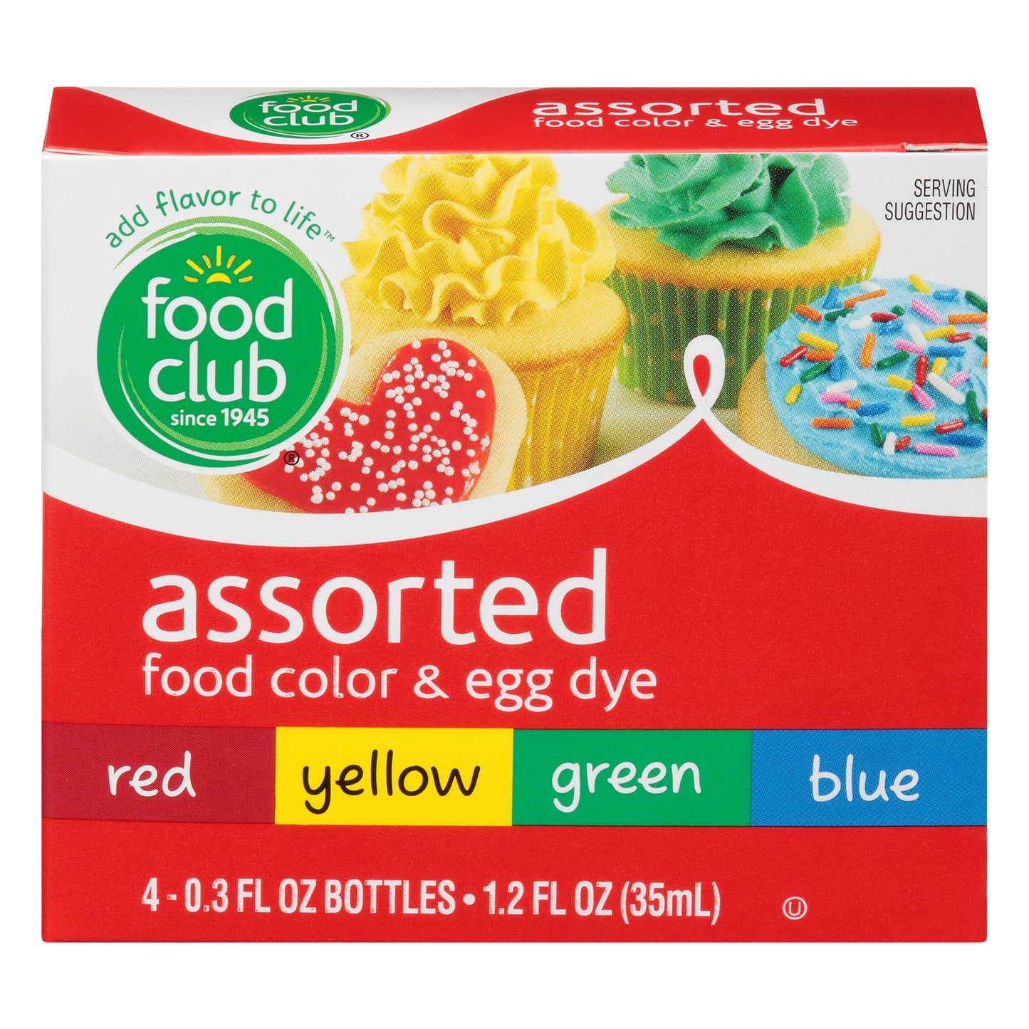 Food Club Assorted Food Color & Egg Dye 4 0.3 oz 4 ea Box