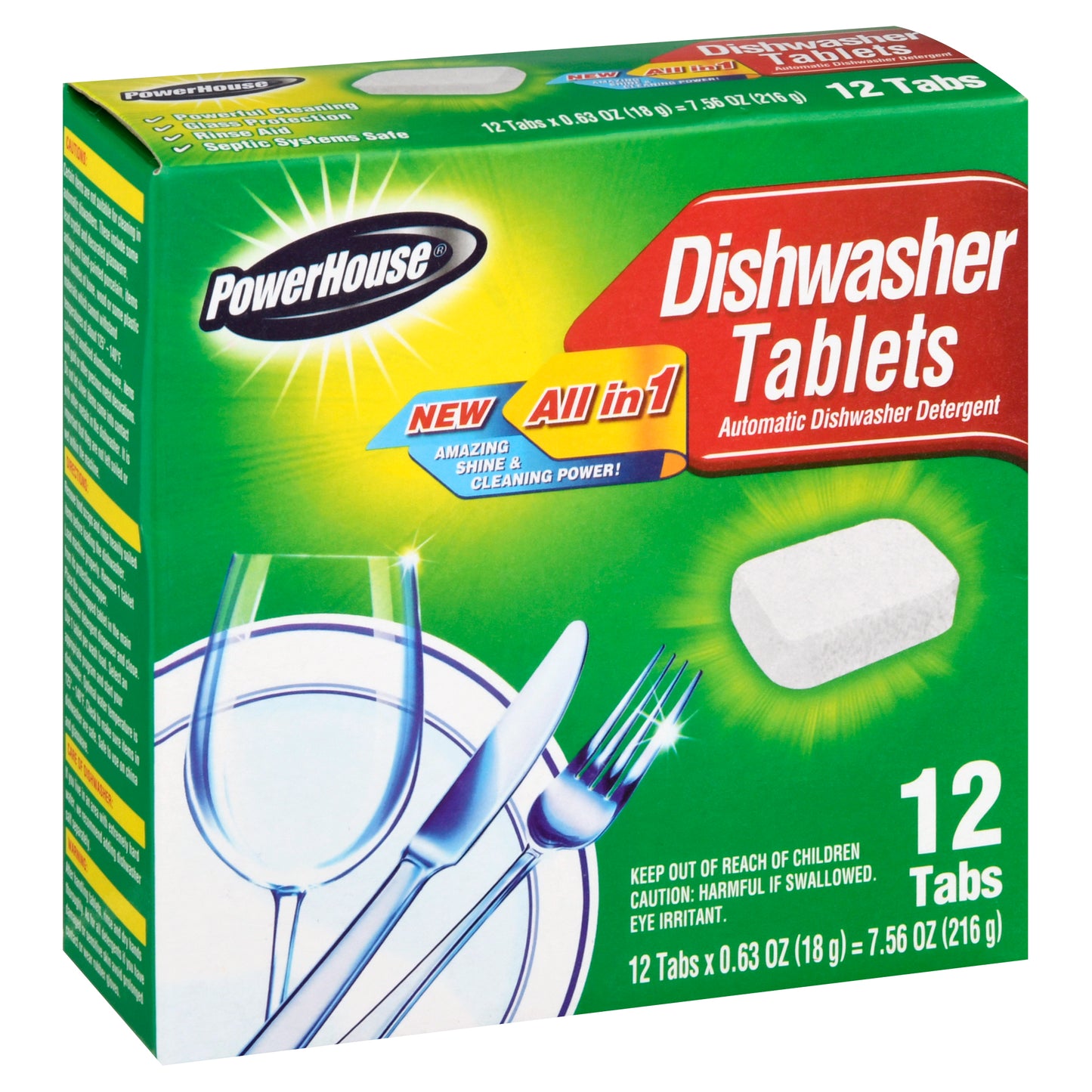 PowerHouse All in 1 Tablets Automatic Dishwasher Detergent 12 ea