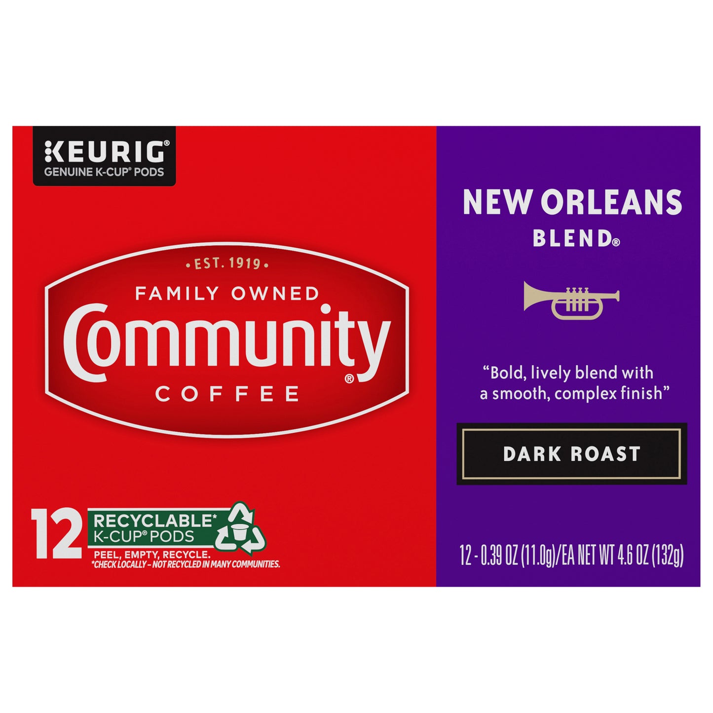 Community Coffee New Orleans Blend® Dark Roast Single Serve 12 ct Box