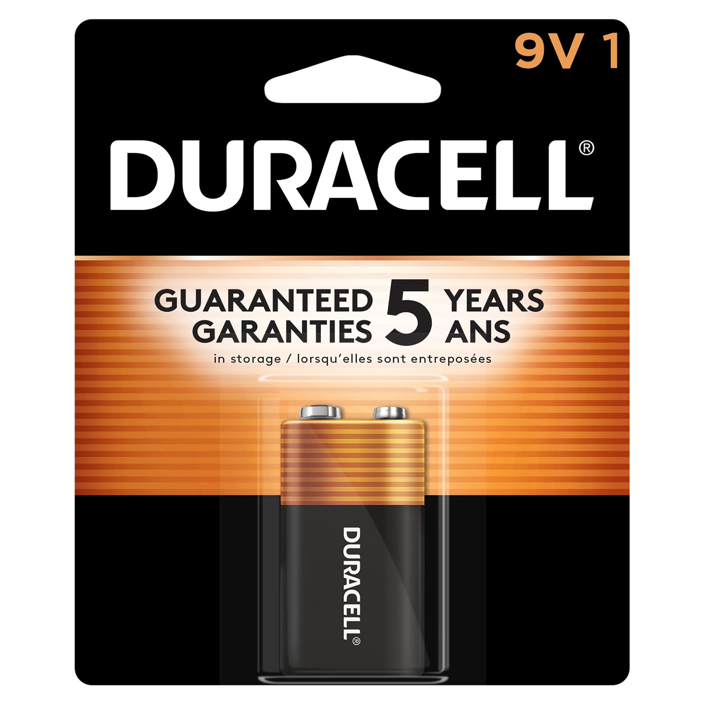 Duracell Coppertop 9V Alkaline Batteries, 1/Pack