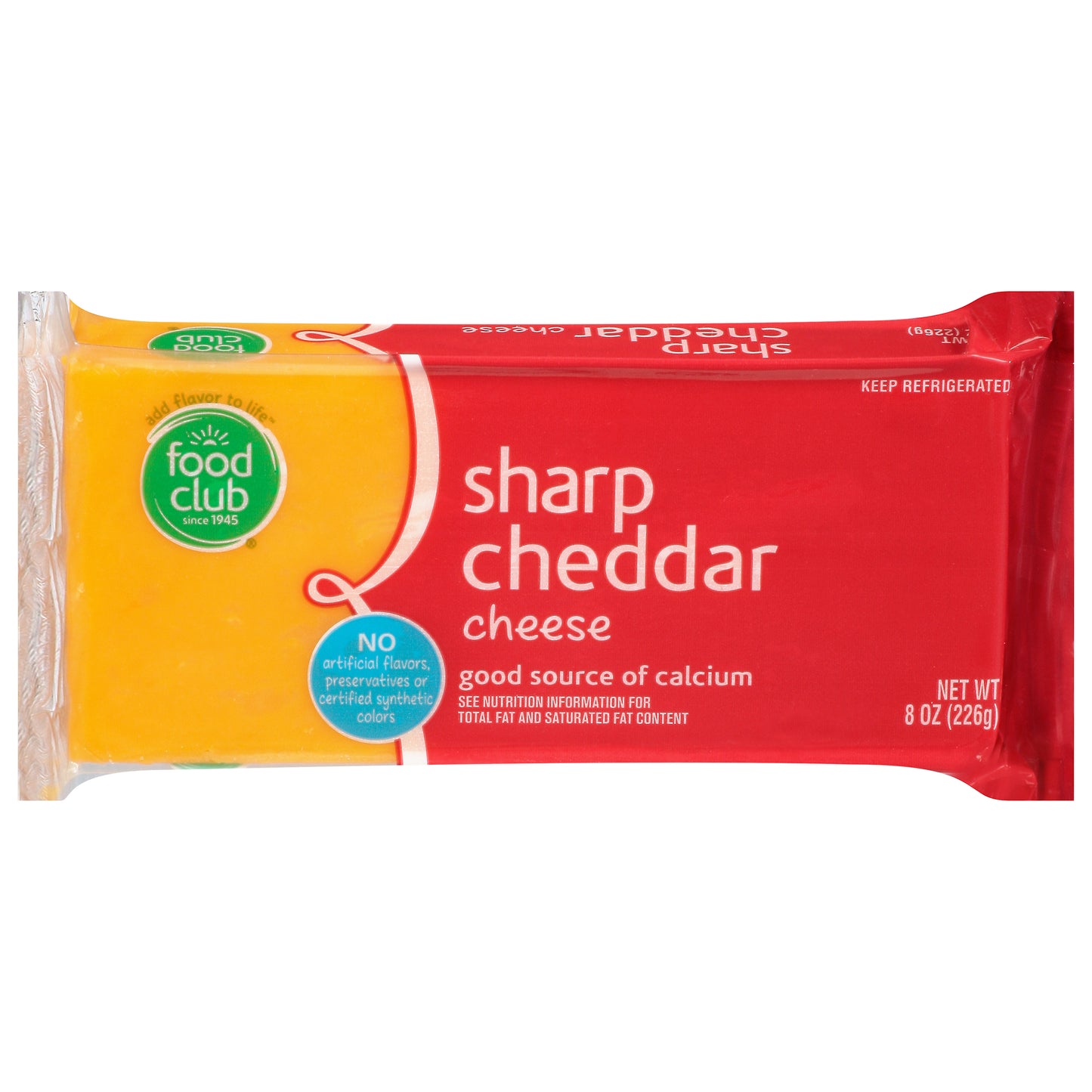 Food Club Sharp Cheddar Cheese 8 oz