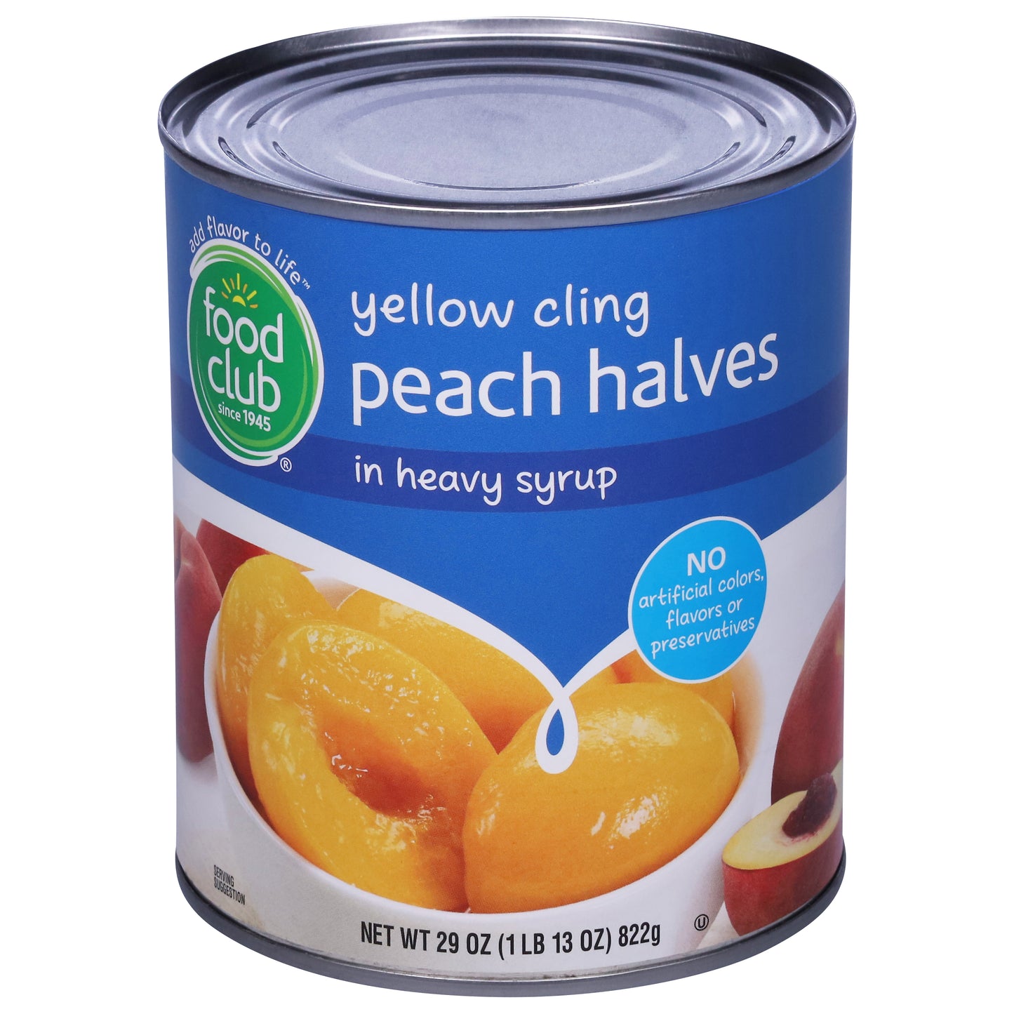 Food Club Yellow Cling Peach Halves in Heavy Syrup 29 oz