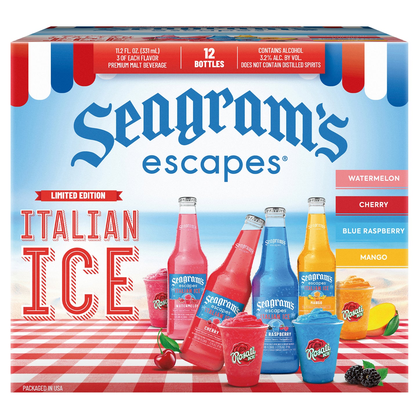 Seagram's Escapes Italian Ice Variety Pack - 12pk/11.2oz bottles