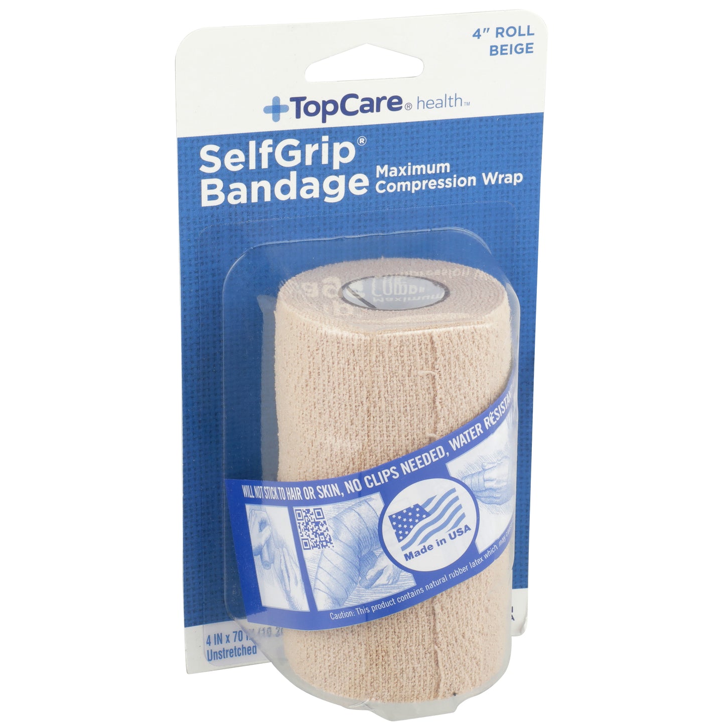 Selfgrip, Maximum Compression Wrap Bandage 4" Roll, Beige