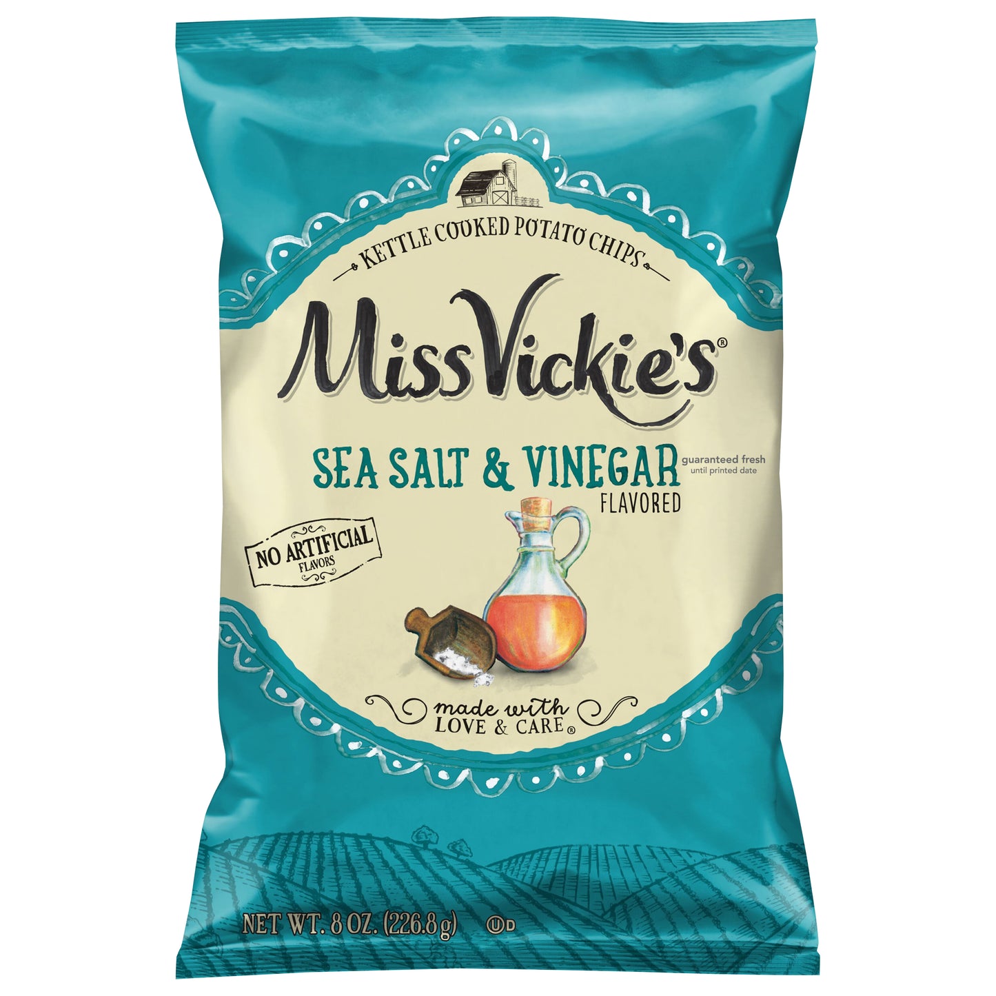 Miss Vickie's Kettle Cooked Potato Chips Sea Salt & Vinegar Flavored 8 Oz