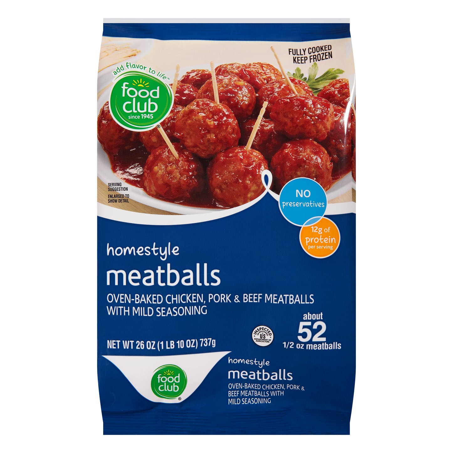 Food Club Homestyle Meatballs 26 oz