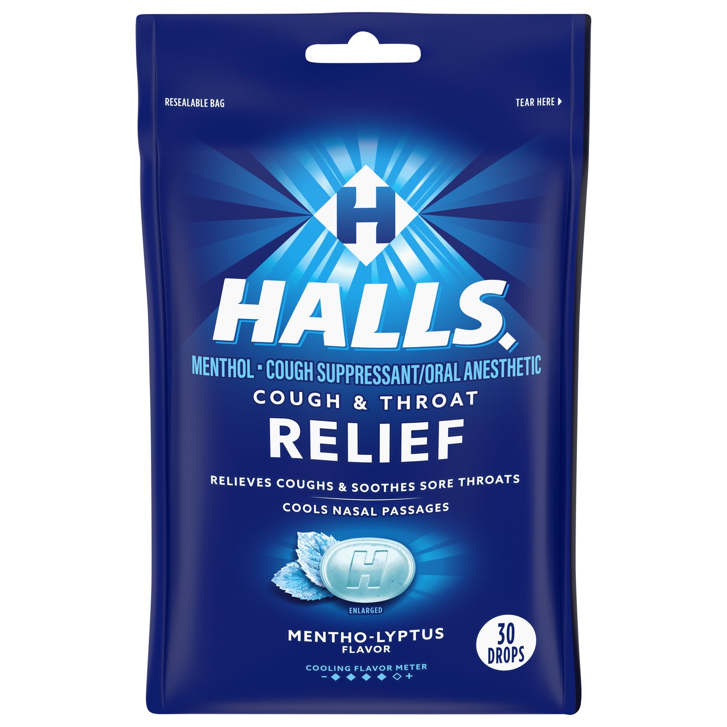 Halls Relief Mentho-Lyptus Flavor Cough Drops 30 ea