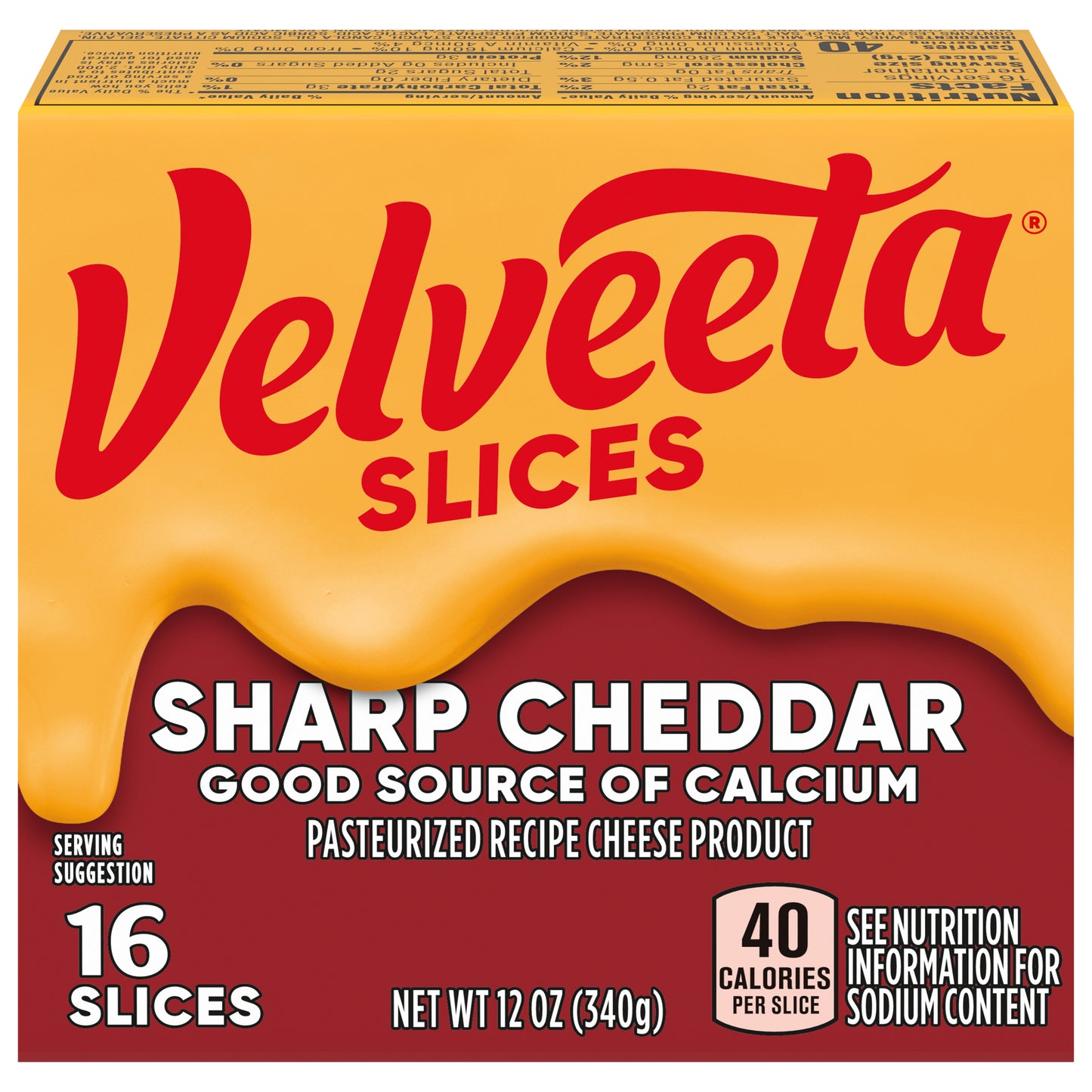 Velveeta Sharp Cheddar Cheese Slices 16 ea