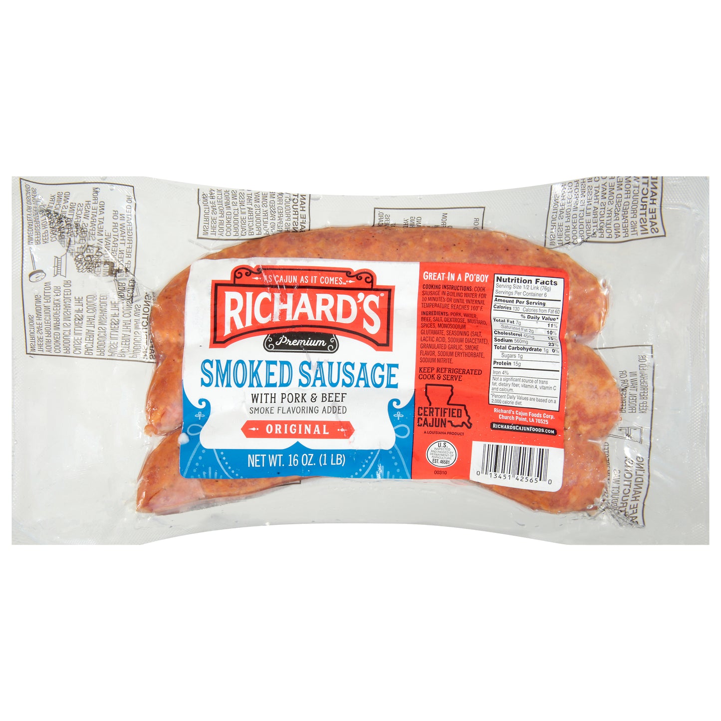 Richard's Premium Original Smoked Sausage 16 oz