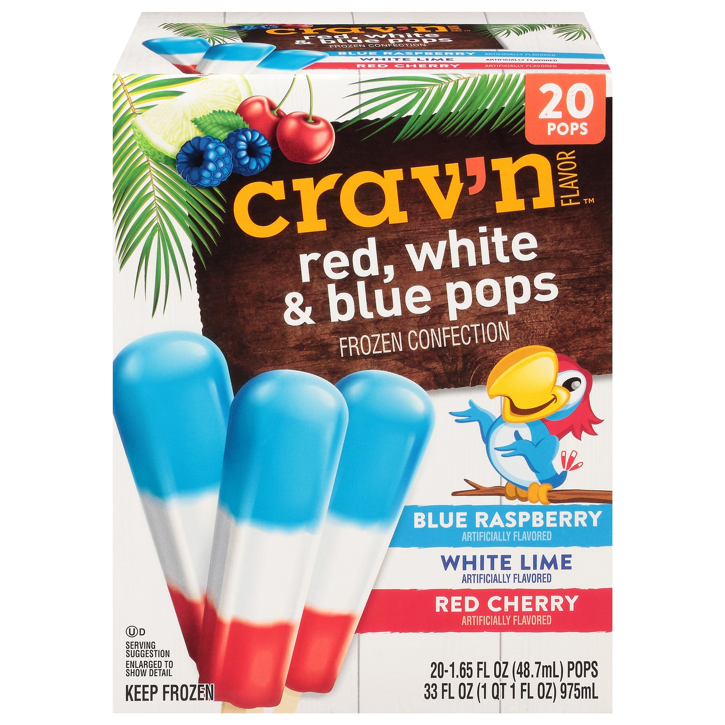 Crav'n Flavor Red, White & Blue Pops Frozen Confection 20 ea