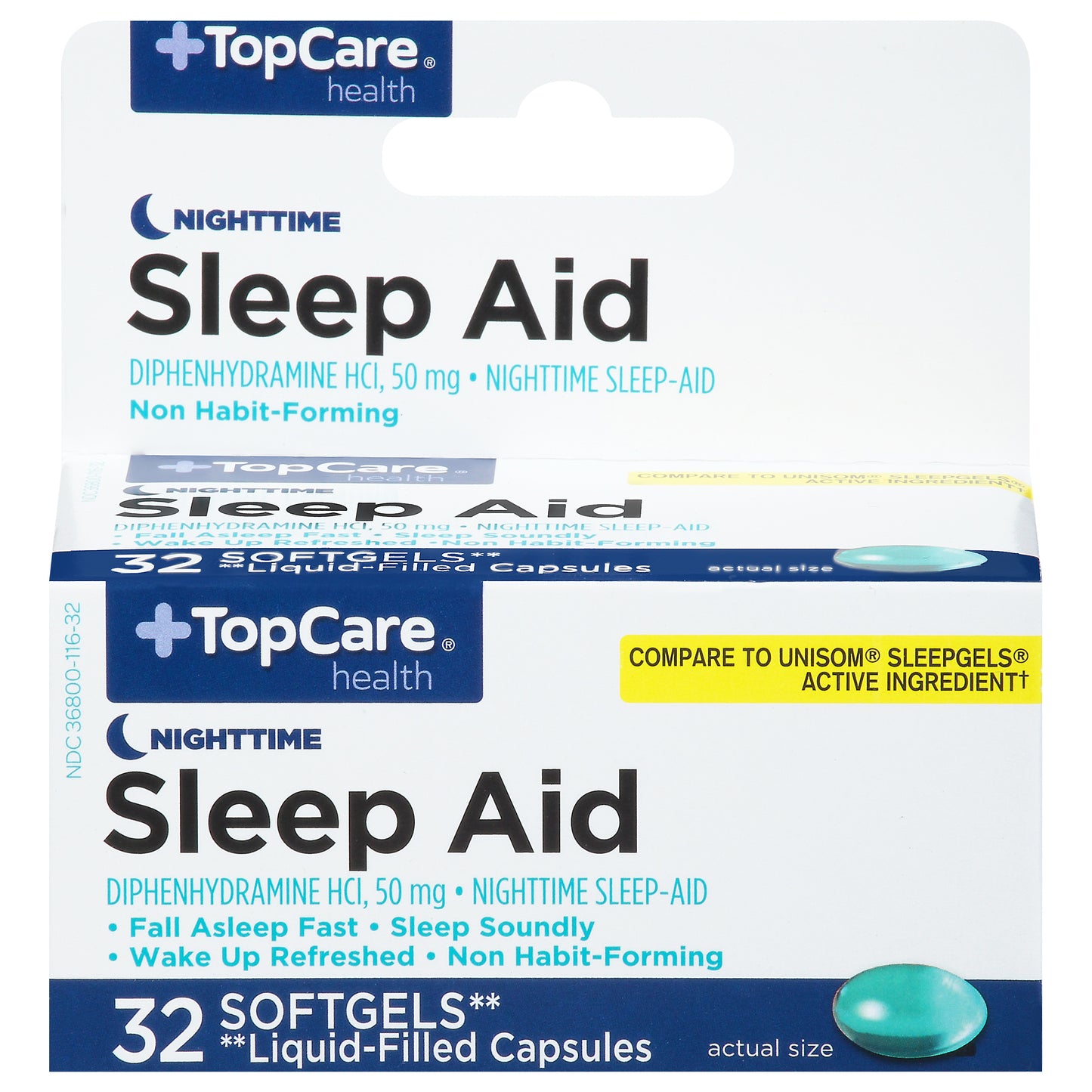 TopCare Health 50 mg Nighttime Sleep Aid 32 Softgels