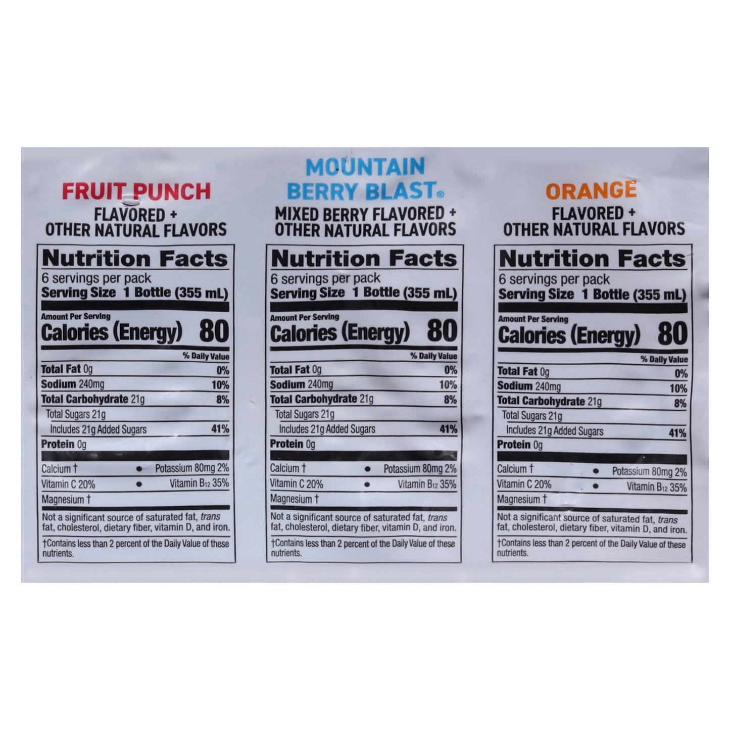 Powerade Fruit Punch/Mountain Berry Blast/Orange Sports Drink 18 - 12 fl oz Bottles