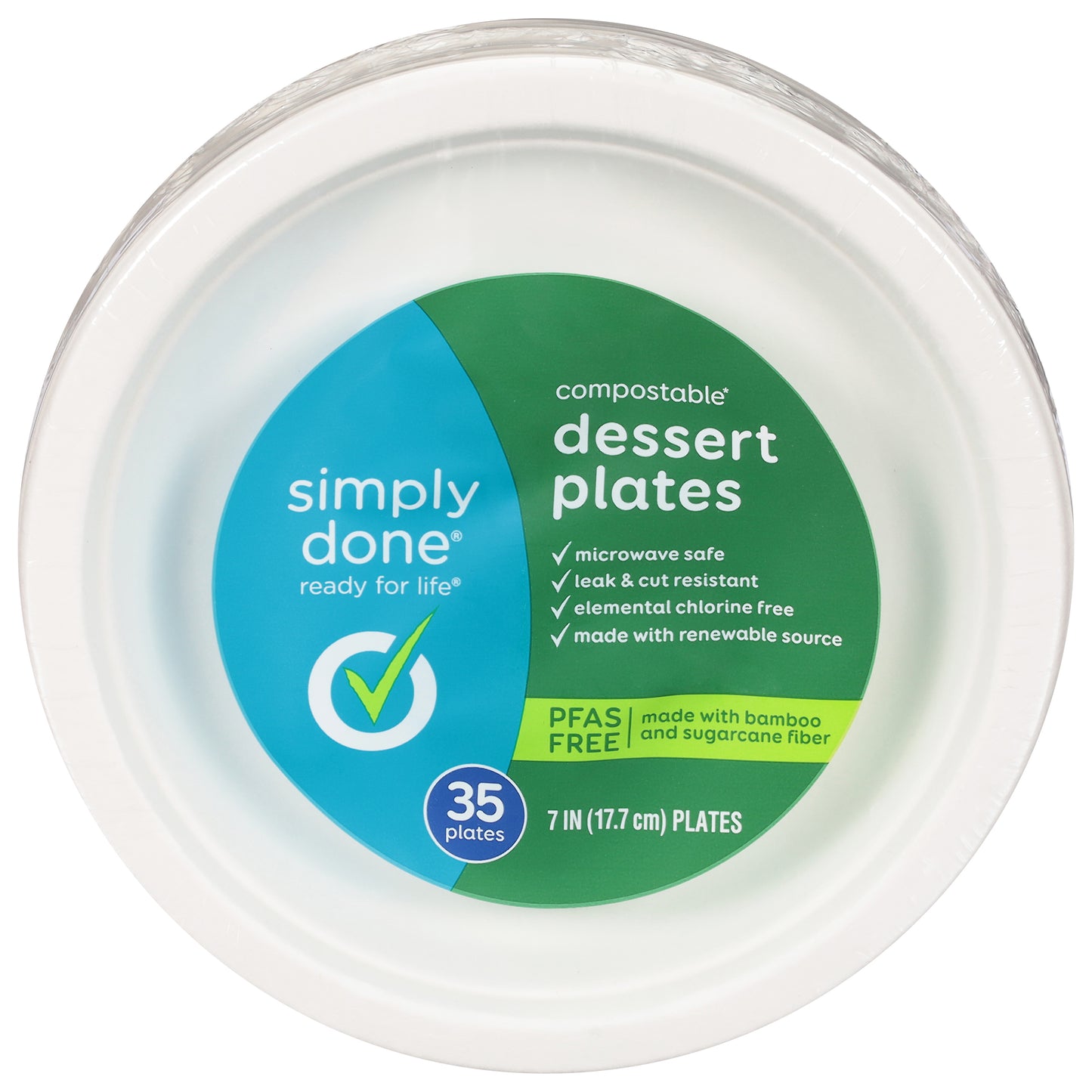 Simply Done 7 Inch Compostable Dessert Plates 35 ea