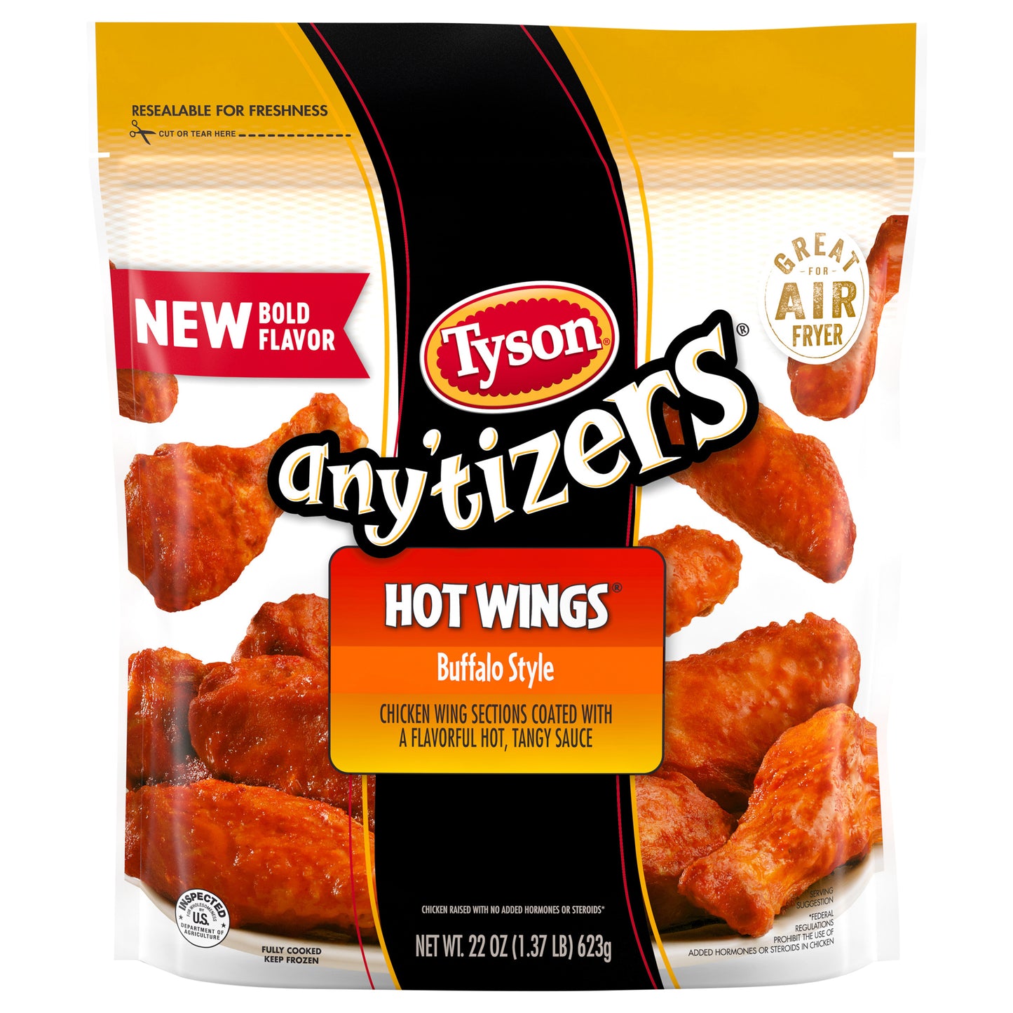 Tyson Any'tizers Buffalo Style Bone-In Chicken Wings, 22 oz. (Frozen)