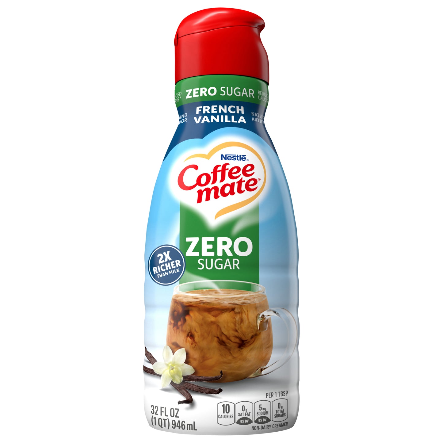 Nestle Coffee Mate Zero Sugar French Vanilla Flavored Liquid Coffee Creamer 32 fl oz.