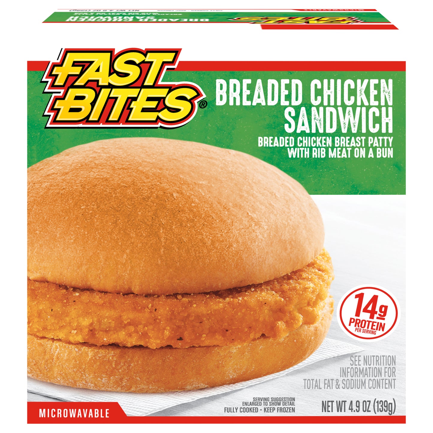Fast Bites® Breaded Chicken Sandwich, 4.9 oz (Frozen)