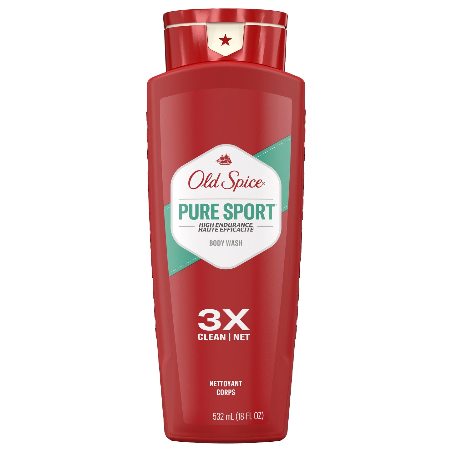 Old Spice High Endurance Body Wash for Men, Pure Sport Scent, 18 FL OZ (532 mL)