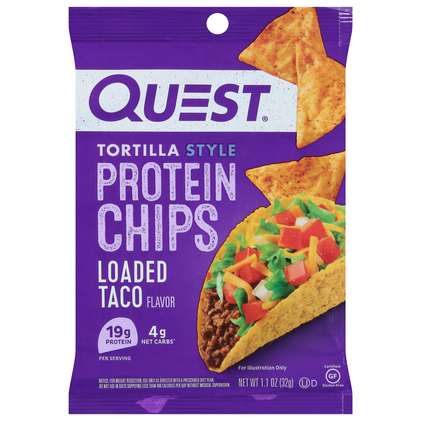 Quest Tortilla Style Loaded Taco Flavor Protein Chips 1.1 oz