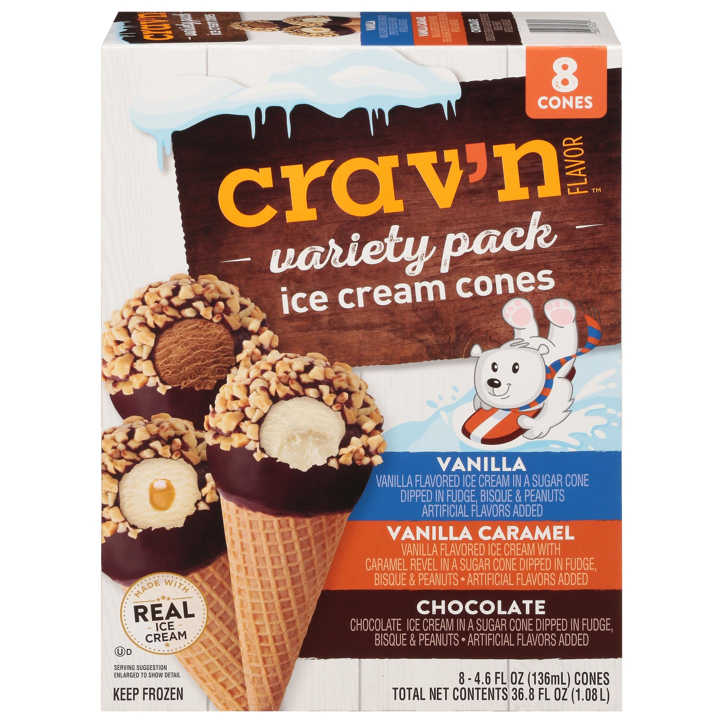 Crav'n Flavor Variety Pack Ice Cream Cones 8 ea