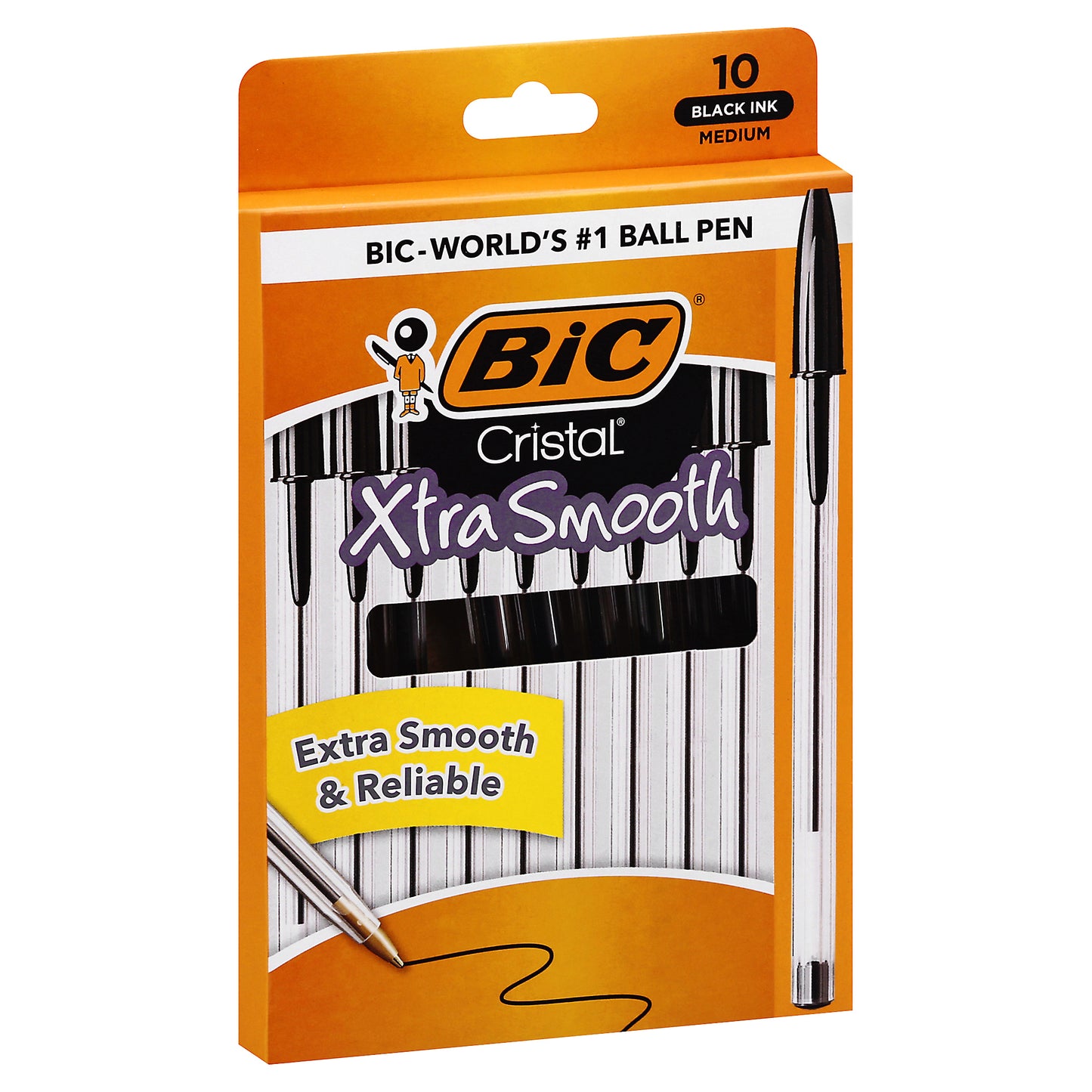 BiC Cristal Xtra Smooth Medium Black Ink Ball Pen 10 Ball Pens 10 ea