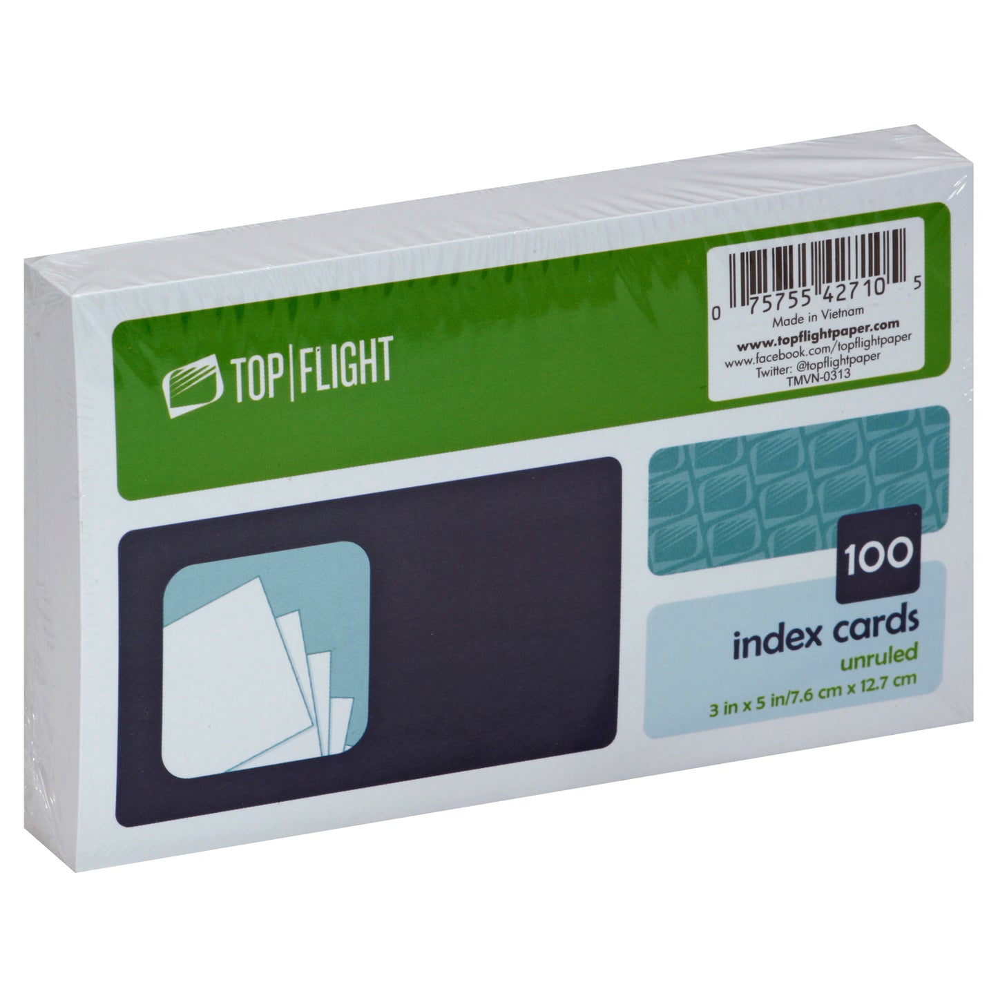 Top Flight Index Cards 100 ea - 100 index cards unruled