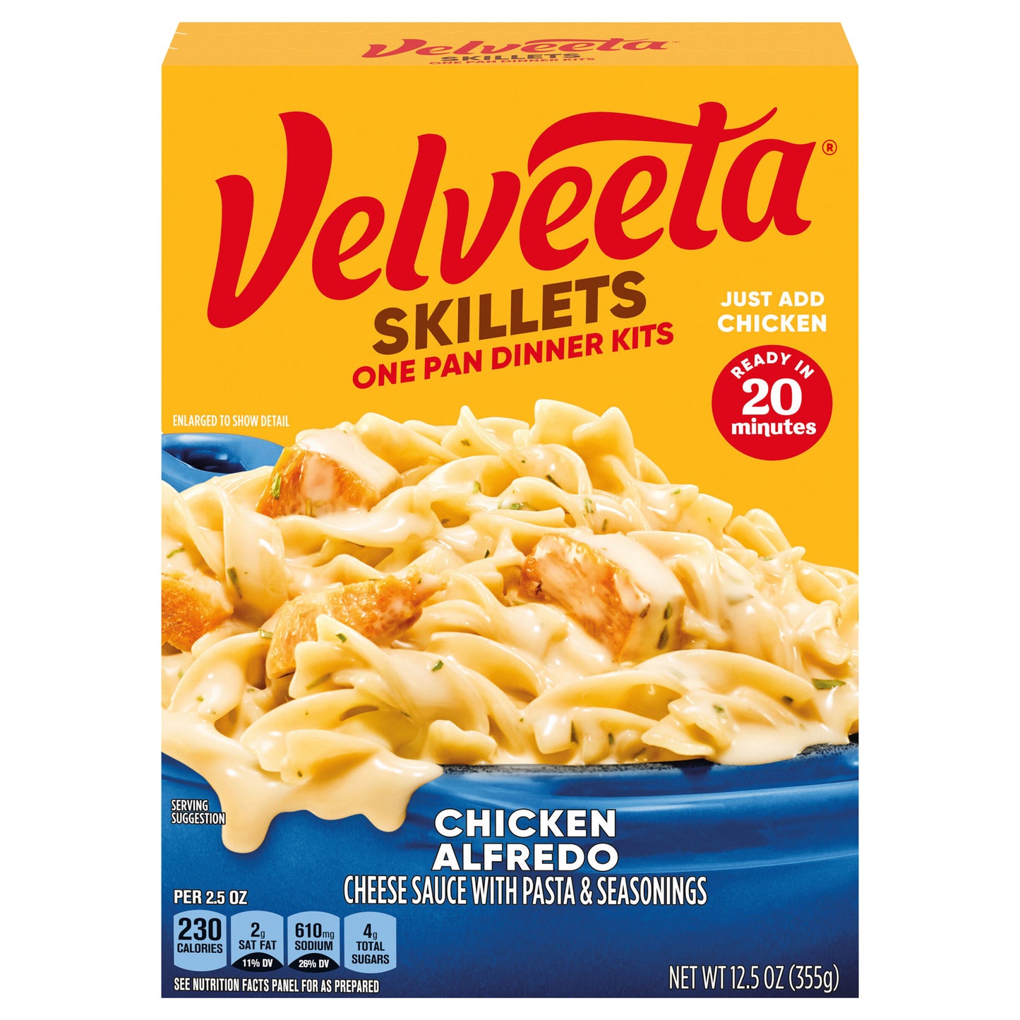 Velveeta Skillets Chicken Alfredo One Pan Dinner Kit, 12.5 oz Box