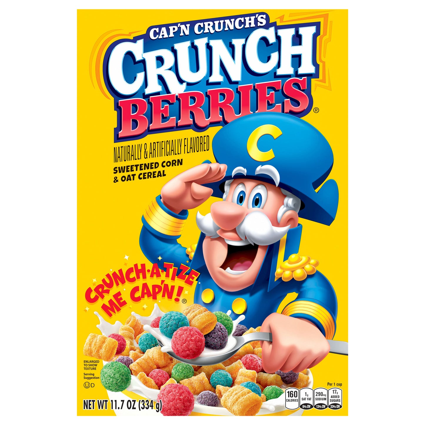 Cap'n Crunch's Sweetened Corn & Oat Cereal Crunch Berries Naturally & Artificially Flavored 11.7 Oz